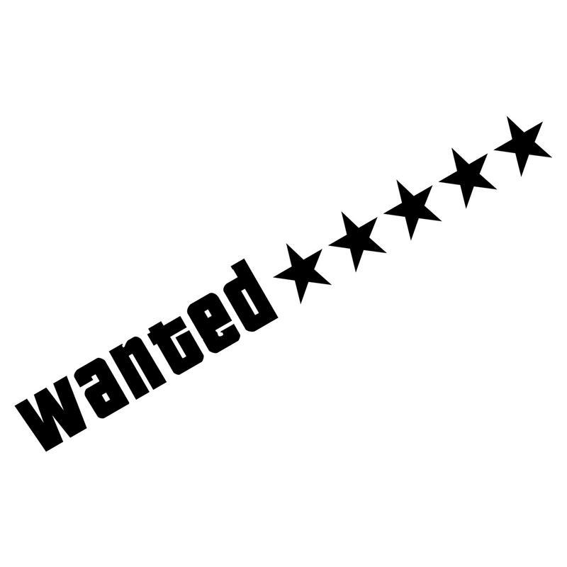 Wanted Car Sticker Water Resistant Auto Decors Decal Five Stars Car Sticker Auto Body Decoration Sticker For Truck Rear Window