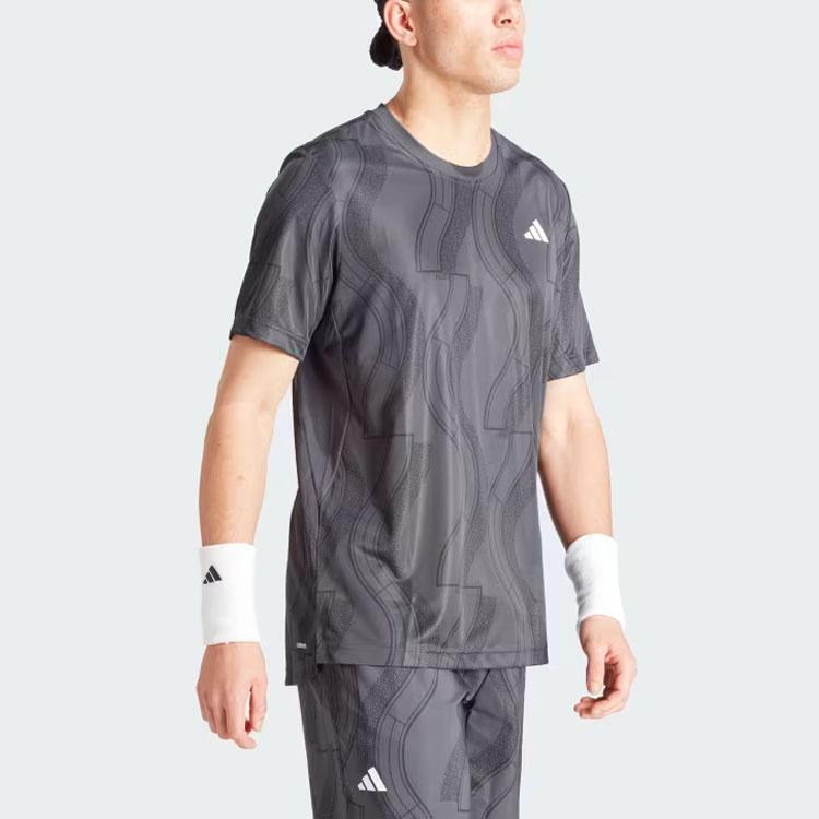 Adidas Club Tennis Graphic Tee Carbon/Black Men Streetwear IP1882