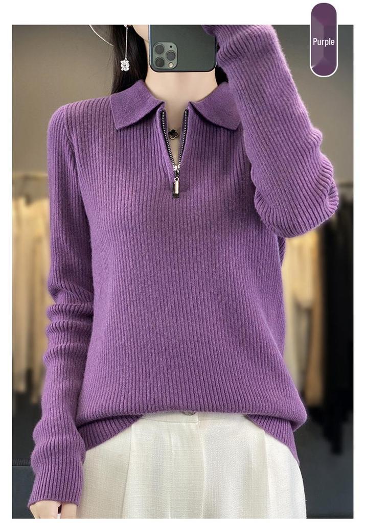 2023 Women's Knitted Long-Sleeve Lapel Sweater for Spring and Autumn