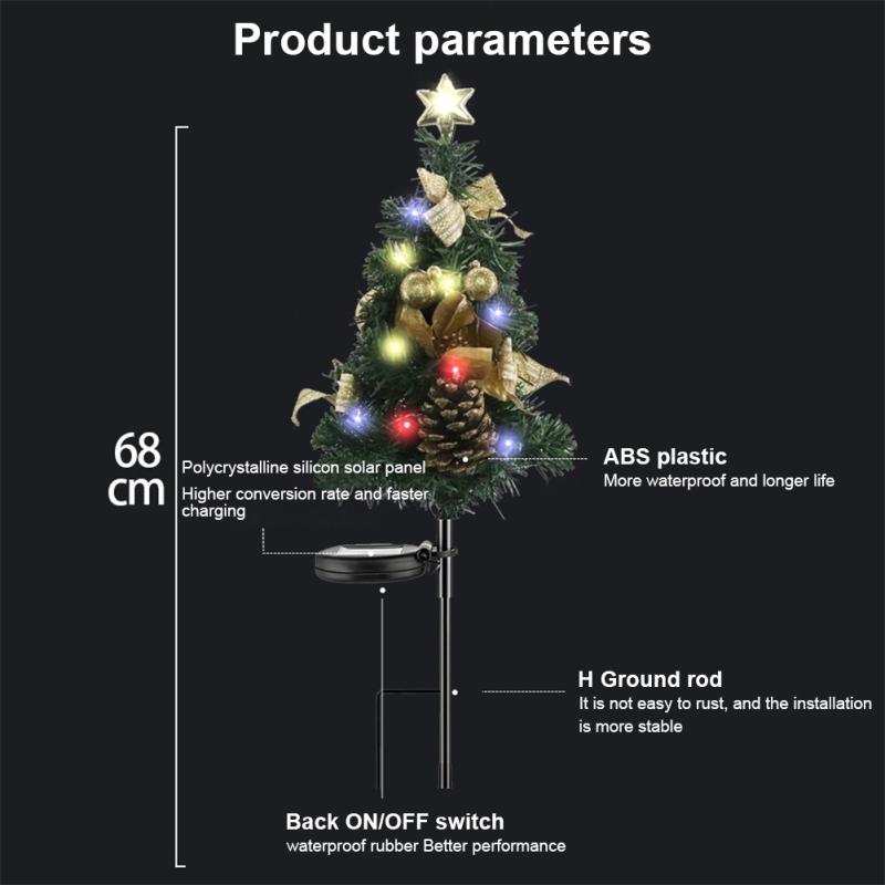 2pcs Solar Led Christmas Tree Lawn Lamp Ip65 Waterproof For Outdoor Courtyard Fences Garden