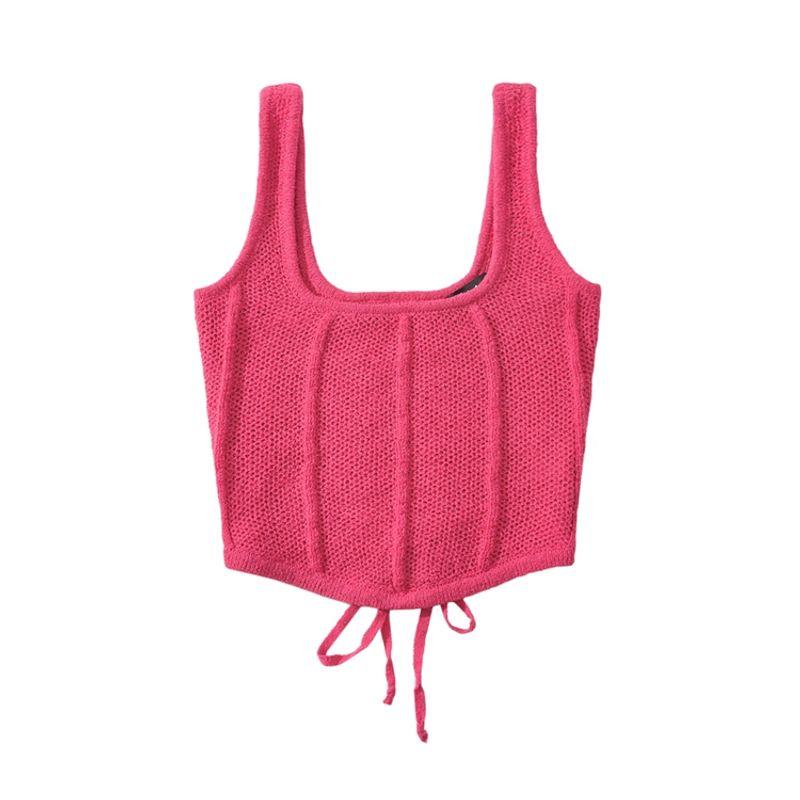 Za2025 Summer New Women clothes Versatile Slimming Sexy Navel Short Knitted Sling Sleeveless Vest Top