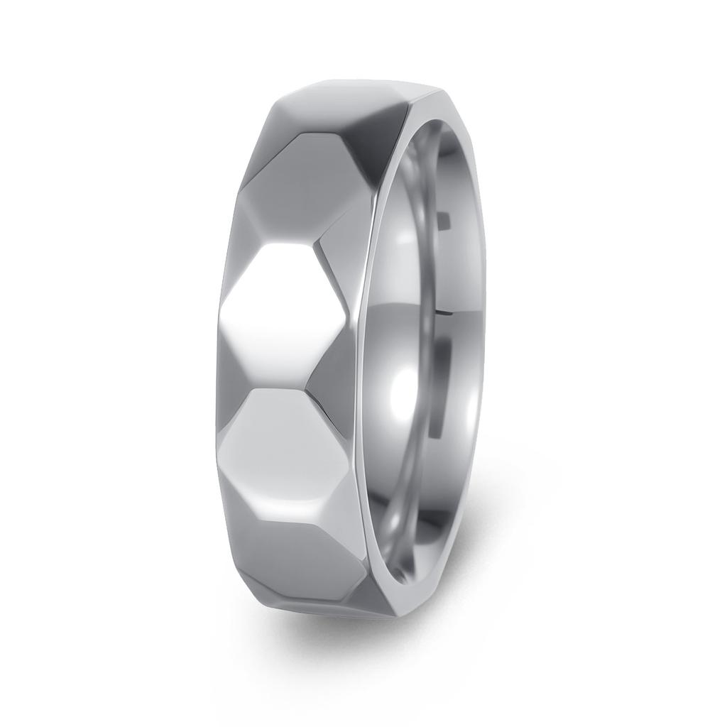 European and American New Jewelry Simple Geometric Multi-faceted Titanium Steel Ring 6mm Male And
