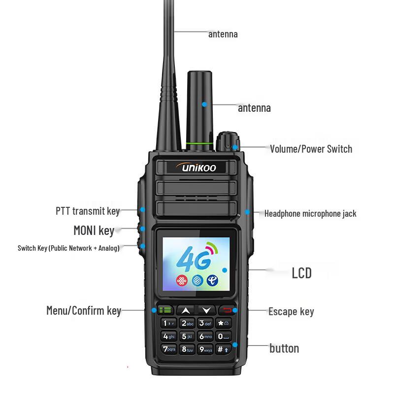UNIKOO Dual-Mode 4G Public Network Walkie-Talkie (CN Version)