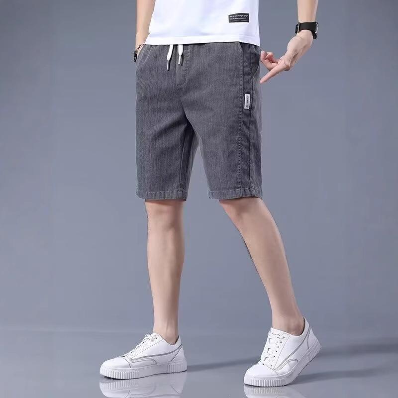 Men's denim shorts summer new casual pants men's loose straight five-point outer wear ice silk thin men's pants tide