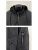 Stilvolle Herren-Kapuzenjacke aus gewaschenem PU-Leder - Robust, Fake-Zweiteiler-Silhouette, Maillard-Farbe.