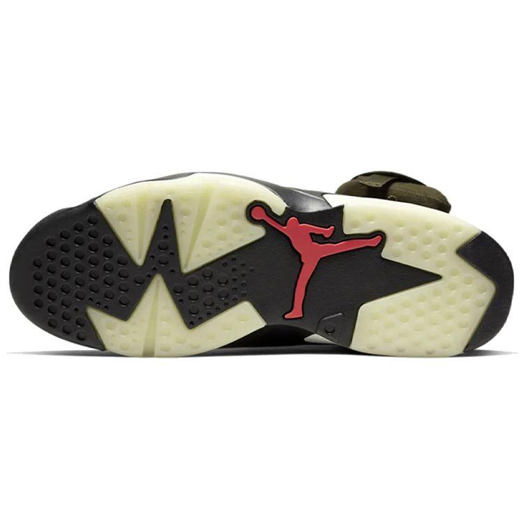 Travis Scott X Air Jordan 6 Retro Olive Unisex Sneakers Green Medium-Olive Black-Sail-University-Red CN1084-200