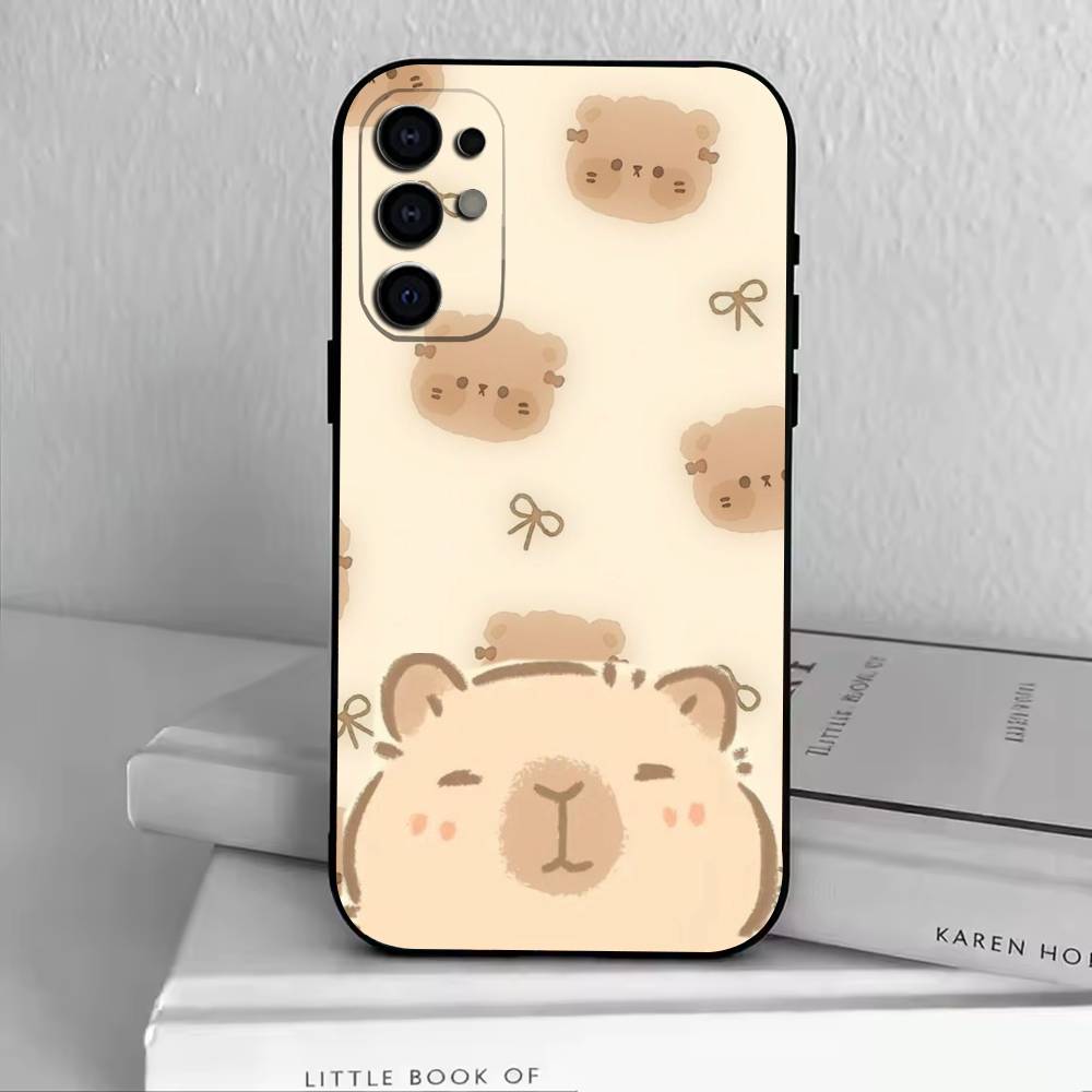 Roztomilý K-Kawaii Kapybara   Pouzdro na telefon Černý silikon Měkké Pro Samsung S25,S24,S21,S22,S23,S30,Ultra,S20,Plus,Fe,Lite