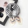 70Cm Black And White Striped Back-Shaped Scarf For Women Simple Imitation Silk Kerchief Fashion Trendy Headscarf Scarf