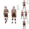 Stilvolle deutsche Oktoberfest-Kleidung Herren Fawn-Print Khaki Kariertes Kostümset
