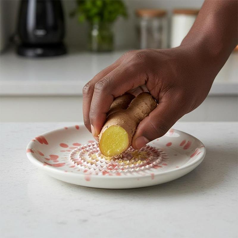 Ceramic Grater Plate Food Grade Non-Slip Garlic Ginger Spices Grinding Tool for Home Kitchen Daily Cooking