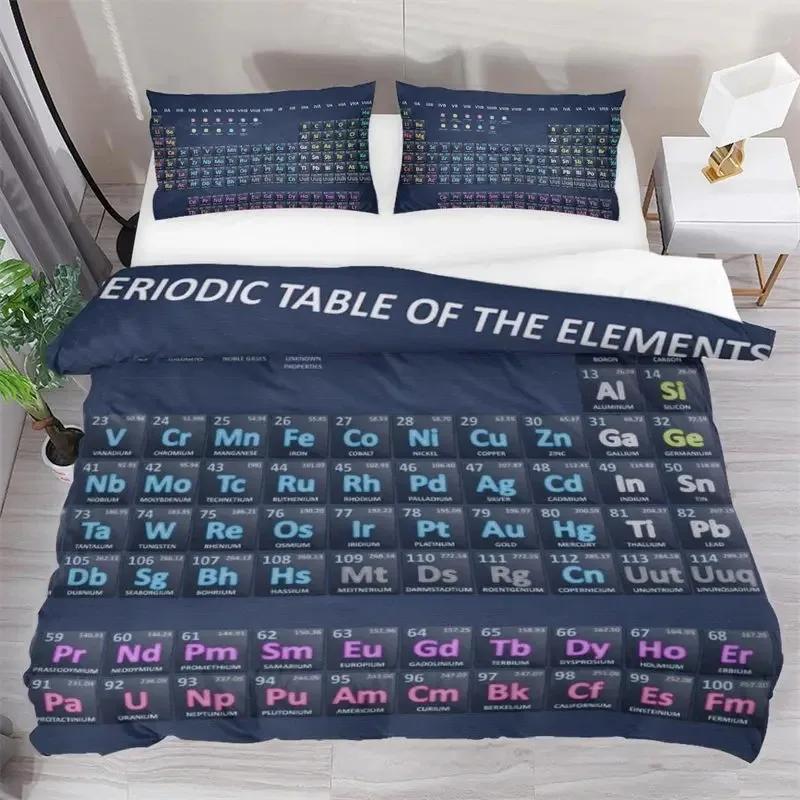 Hot New Periodic Table Duvet Cover Set,Science Freak Chemistry Lovers Colorful Element Table for Fun Learning Image Bedding Set