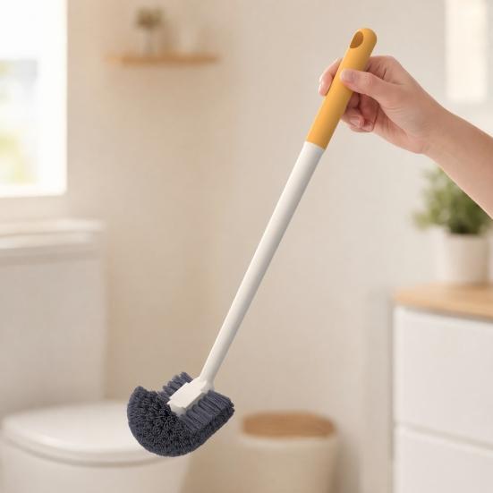 Wall Mounted Toilet Brush, Anti-Slip Handle Curved Soft Bristles Toilet Cleaner, Toilet Grooves Bathroom Brush for Deep Cleaning