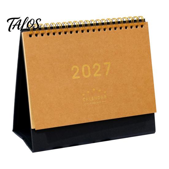 Monthly Organizer for Desk 2027 Calendar, Standing Flip Desktop Minimalist Gold Foil Cover Home Office Accessory Planner, Thick Paper Note Taking,