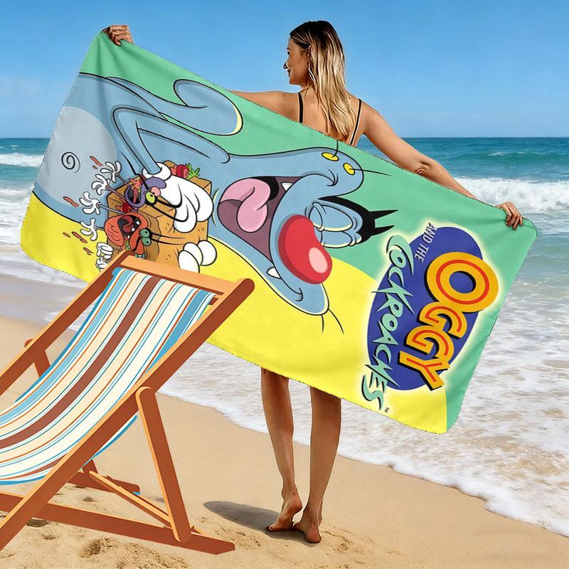Oggy Soul Print Beach Towel, Large Soft Quick Dry Towel for Beach Camping Swimming