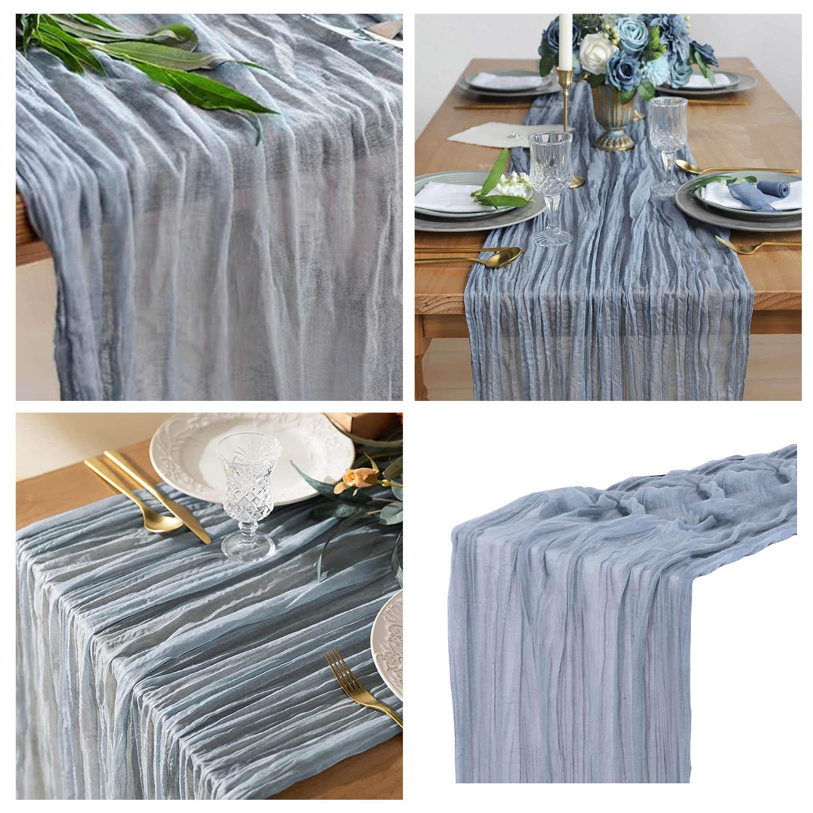 

Romantic Table Runner Bohemian Mesh Tablecloth Pleated Table Flag For Wedding Event Birthday Christmas Baby Shower Decoration One Size синий