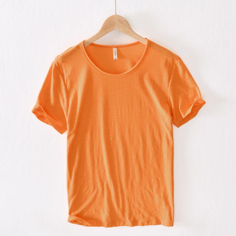 Summer Cotton Men's Casual O Neck Short Sleeve T-shirt Thin Breathable Comfortable Solid Color Male T-shirt