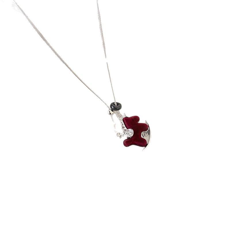 Flocked Resin Zodiac Horse Pearl Necklace - Maillard Style Retro Sweater Chain