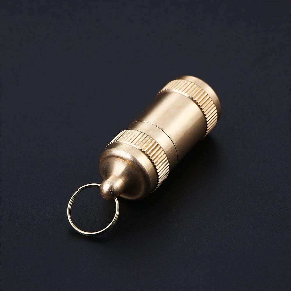 Wasserdichte Ohrstöpsel Kapsel Reise Tablettenbehälter Messing Pillendose Pillenaufbewahrungsbox Medizinflasche Schlüsselanhängerhalter