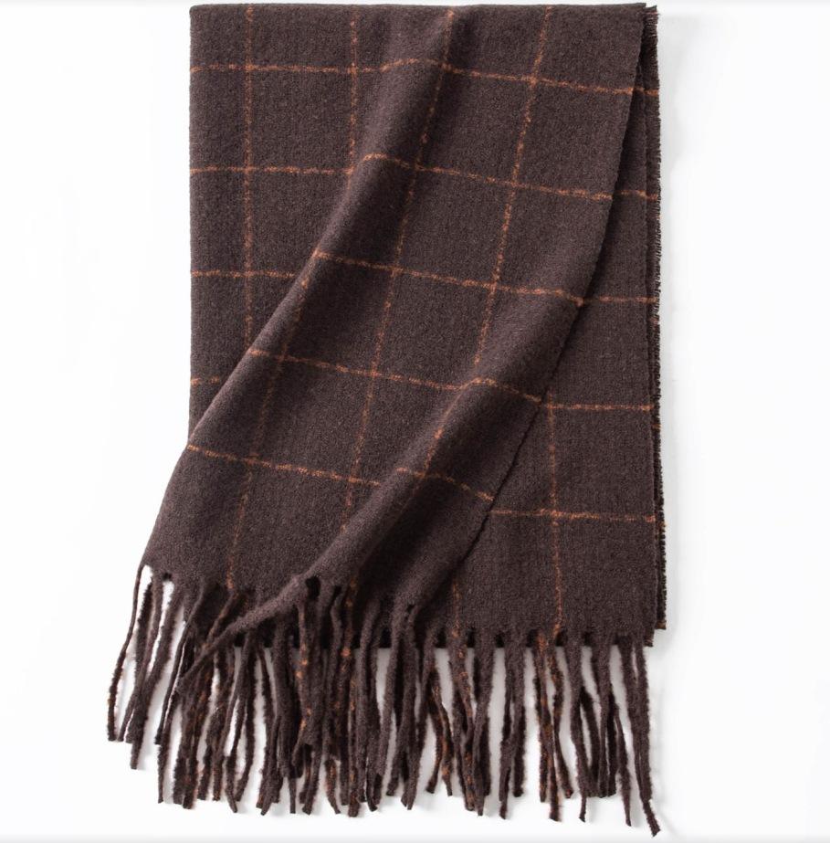 

Клетчатый шарф женский зимний универсальный кашемировый шарф шейный платок для пары теплая шаль для мужчин 60*200cm