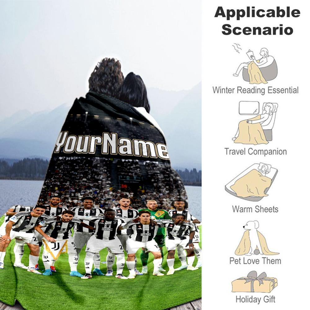 Juventus Customize Text Blanket Multi-purpose Personalized Blanket Warmthful Decor Great for Sofa Nap Office Chair Bed Four Seasons Multipurpose