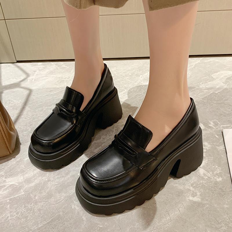 British style platform thick heel loafers women's 2024 new fashion trend design casual single shoes sweet small leather shoes