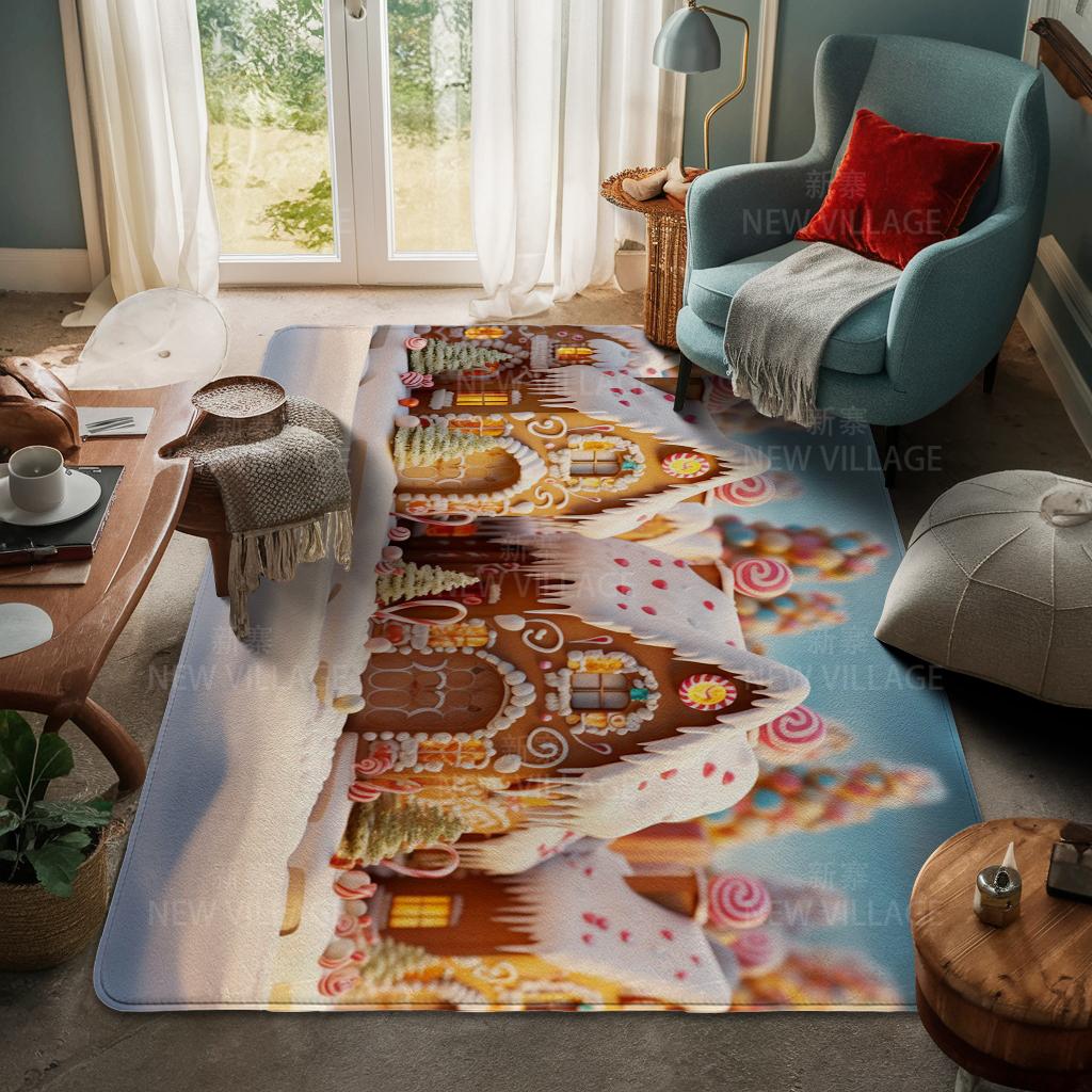 House Entrance Carpet Home Door Mat Living Room Bath Foot Bathroom Non-slip Water Absorption Rugs Bath Merry Christmas Winter