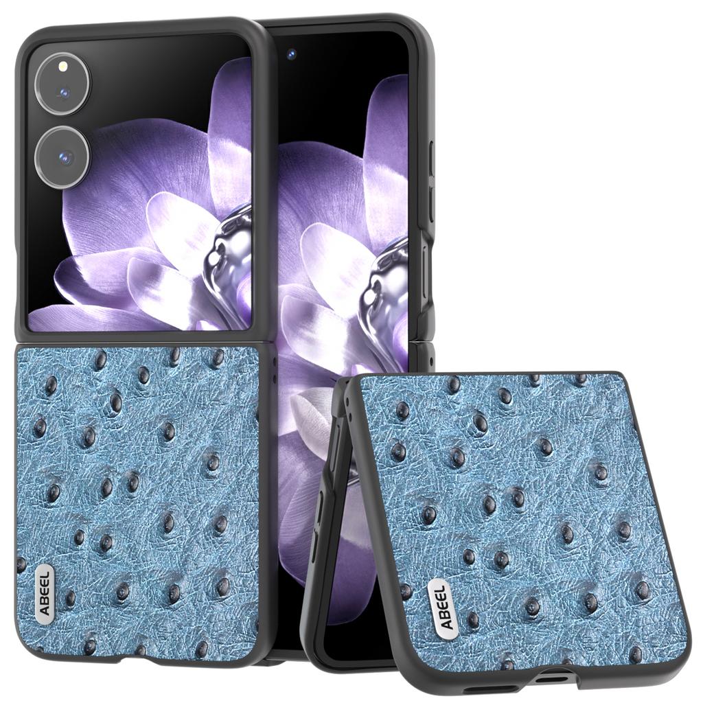 ABEEL For Xiaomi Mix Flip 5G Case Genuine Cow Leather+PC Ostrich Texture Phone Cover