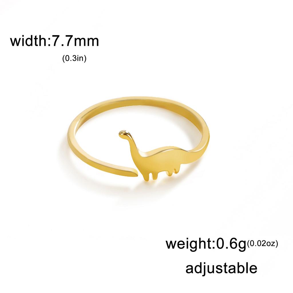 Cazador Adjustable Dinosaur Ring Stainless Steel Cute Brachiosaurus Open Rings for Women Animal Jewelry Birthday Gift Wholesale