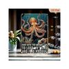 Octopus Metal Wall Art Living Room Decor Sea Theme Tin Sign