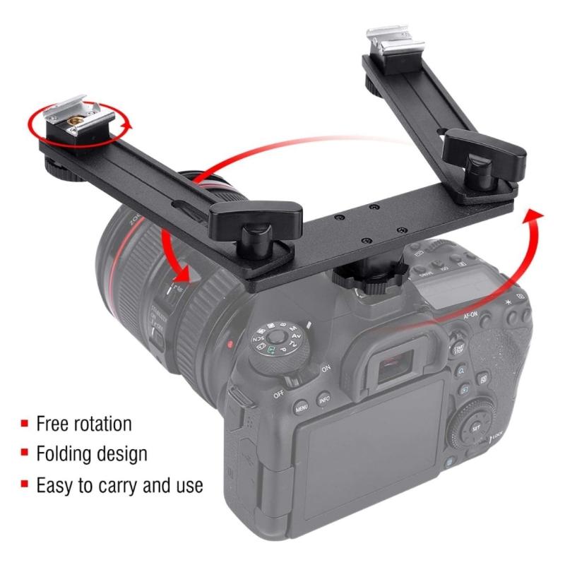 Double Hot Shoe Mounting Bracket Camera Video Speed Light Flash Holder Stand for Photography Studio Accessories