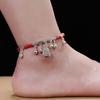 New 12 Zodiac Red Rope Bell Anklet Retro Silver Simple Natal Antique Women's Accessories