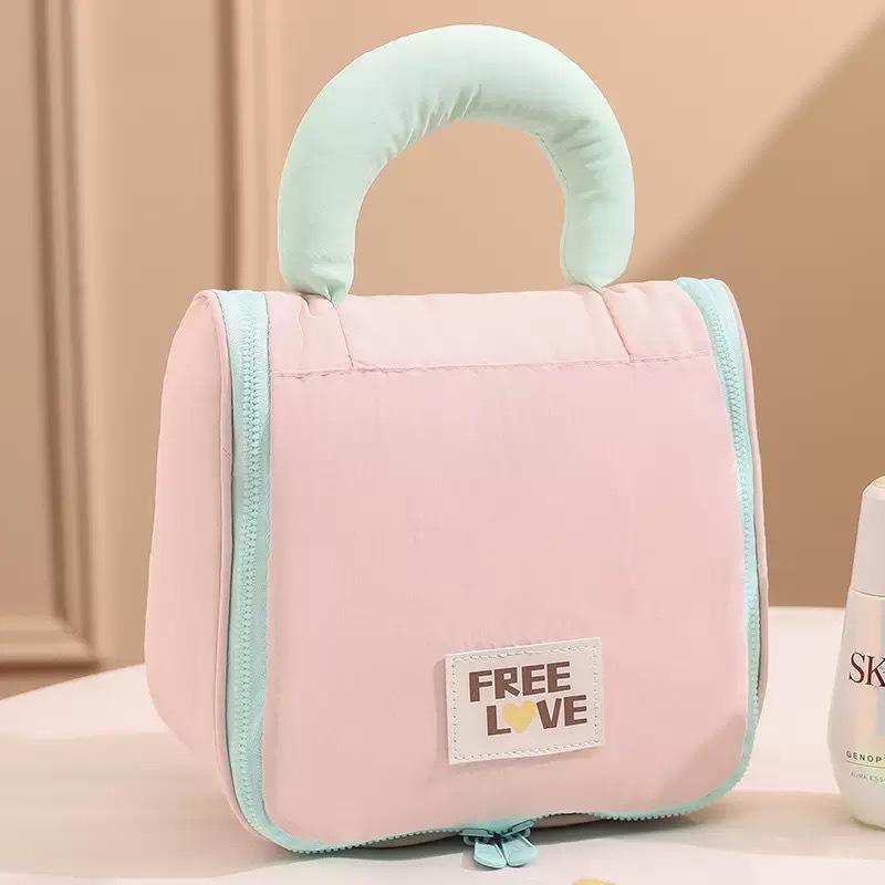 Portable Large Capacity Cute Makeup Bag with Hook for Travel and Business Trips