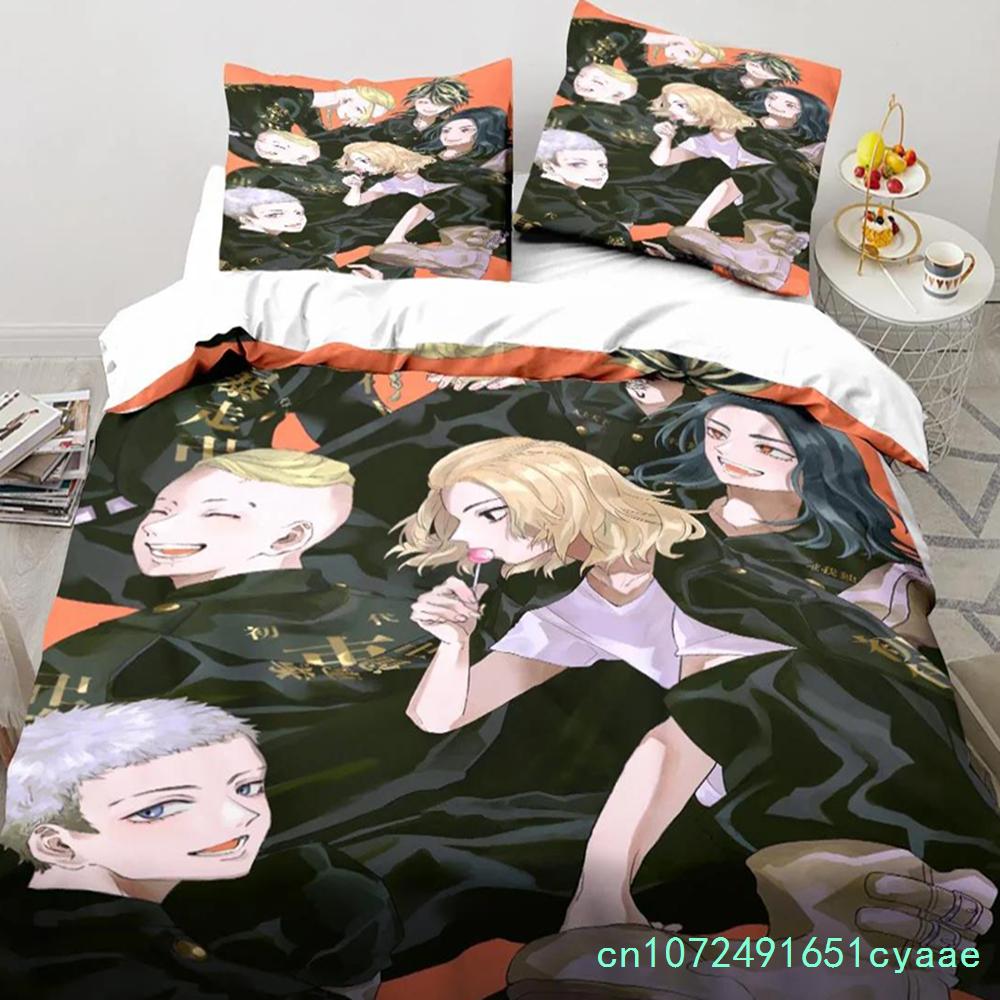 Anime Tokyo Revengers Ryuguuji Ken Sano Manjiro Bettbezug Cartoon Bettwäschesets Bettset Steppdecke Bettdeckenbezüge Heimtextilien