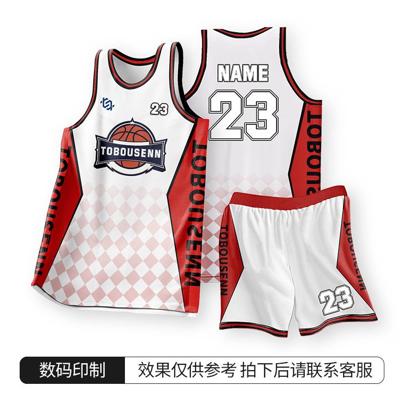 Digital print basketball jersey suit men's adult sports vest women's children's youth game quick-drying full-body print jersey