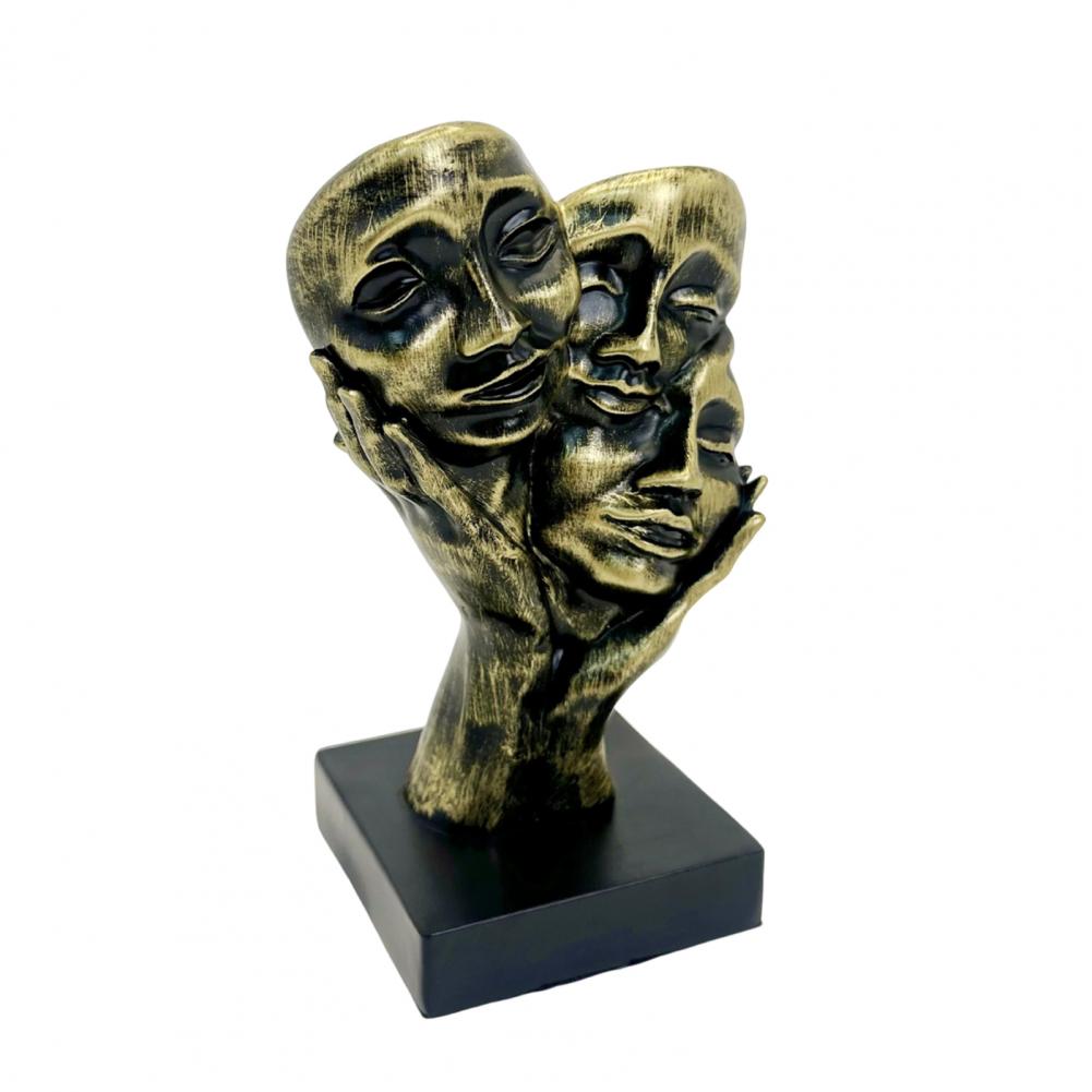 

Gothic Bronze Face Sculpture Abstract Dark Art Human Face Resin Figurine Statue Home Office Desktop Decoration Ornament