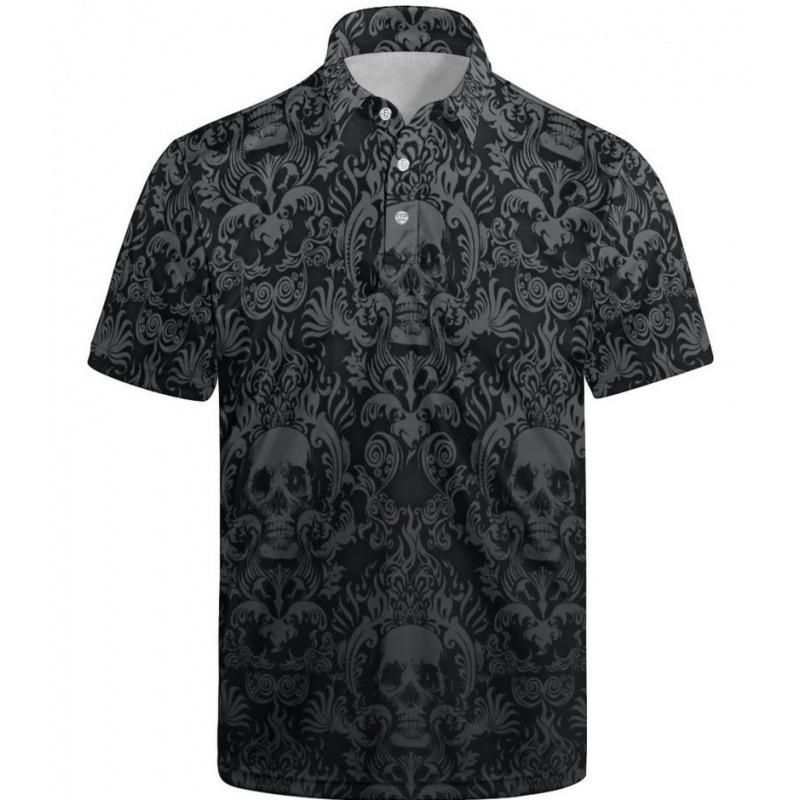 Short Sleeve Polo Shirt with Equestrian Horse Print, Casual Stylish Top