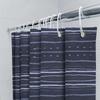 Modern Blue Striped Shower Curtain Bath Decor For Bathroom Washable Fabric Water-Resistant Shoji Curtain Set (Navy)