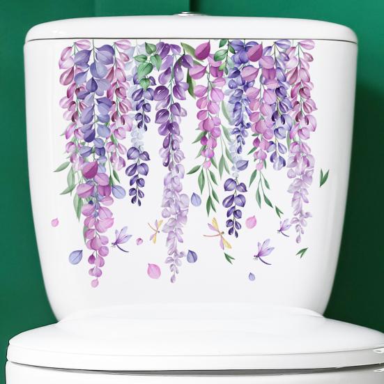 Toilet Sticker Botanical Branch Floral Vine Creative DIY Design Toilet Decal for Charming Bathroom Decor