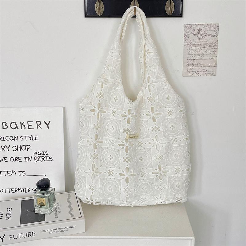 Fairy Petite Ditsy Floral Lace Shoulder Bag,Cottagecore Hollow Women Country Style Tote Bag,Sweet Cute Rustic Chic Lady Handbag