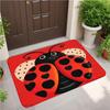 Cute Ladybug Doormat Red Background Heart Spot Cartoon Insect Front Entry Floor Mat