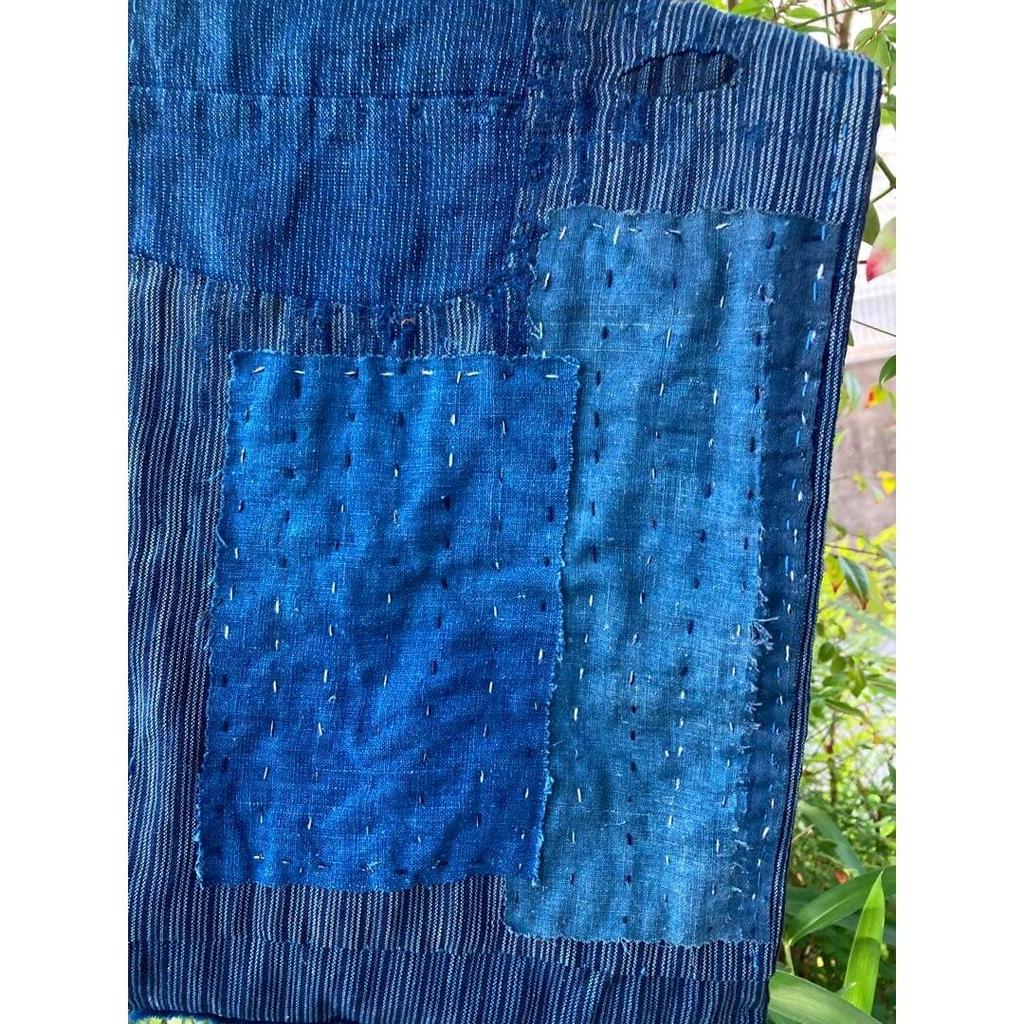 Used B80 Rags Snood Old Cloth Remake Indigo Dye Patchwork Sewing Sashiko