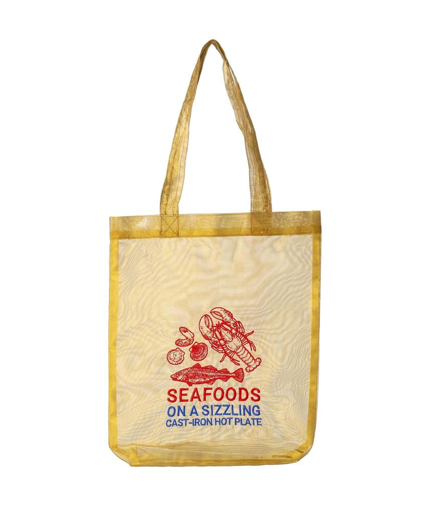 Embroidered sheer tote size F bag, gold,