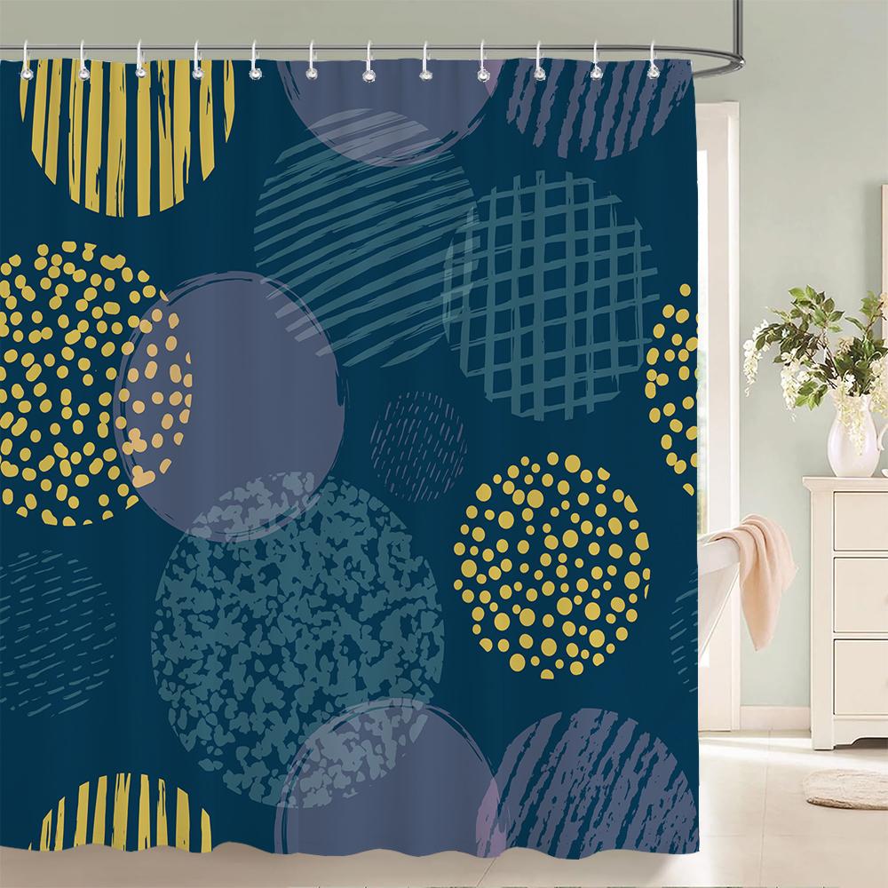 Abstract Bohemian Shower Curtain Medieval Minimalist Art Polyester Fabric Shower Curtain Bathroom Decoration Curtain with Hooks