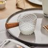 Glass Espresso Bean Measuring Cup with Double Spout, Wooden Handle, and Small Milk Jug