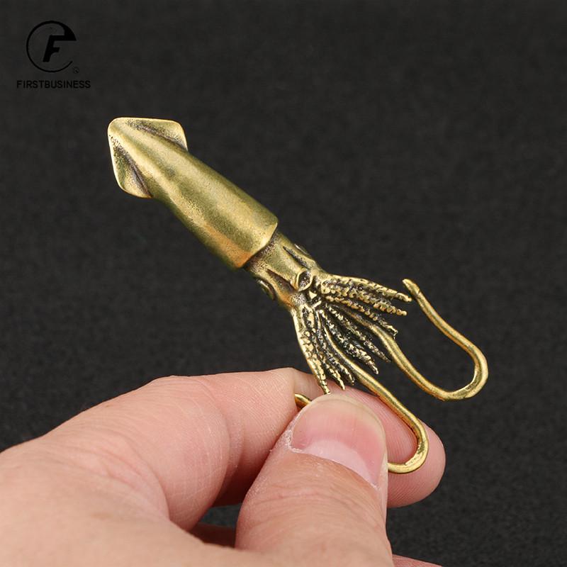 Antique Squid Figurines Miniatures Solid Brass Sea Animal Statue Tea Pet Desk Ornament Lucky Home Decorations Accessories Crafts