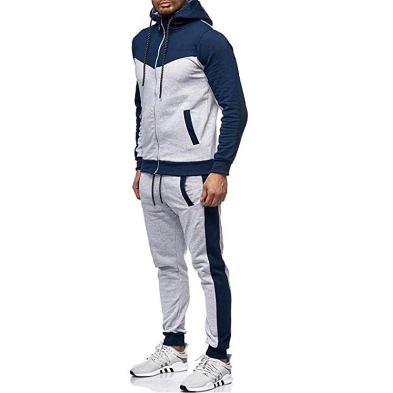 2026 Nuevo Conjunto de Cardigan Deportivo Casual con Bloques de Color y Capucha para Hombre Europeo y Americano Otoño e Invierno