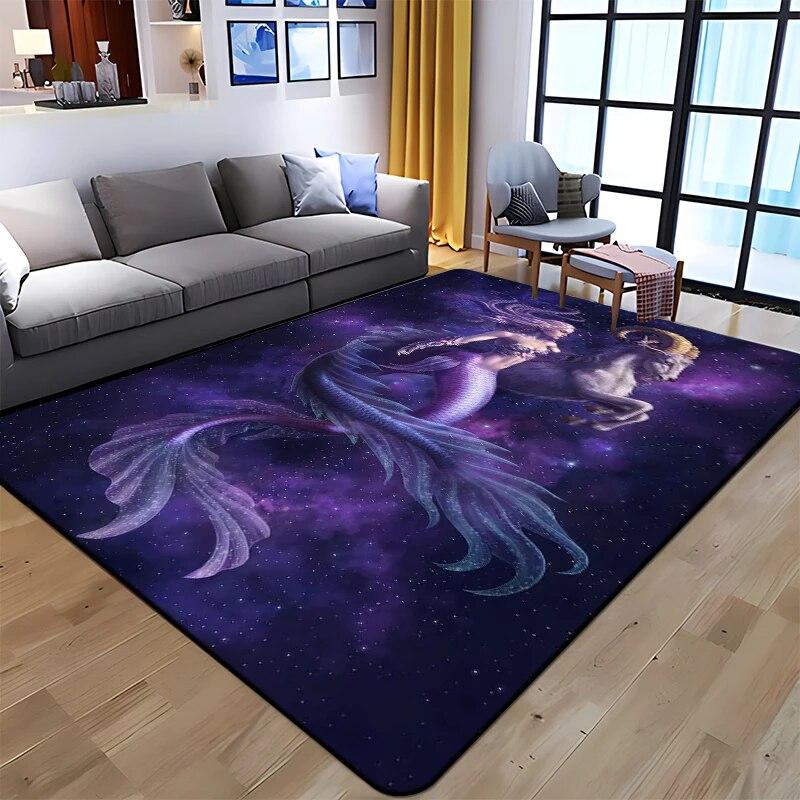Twelve Constellations Printed Carpet Household Rug Children's Room Living Room Chair Bedside Modern Simple Floor Mat Kawaii Rug