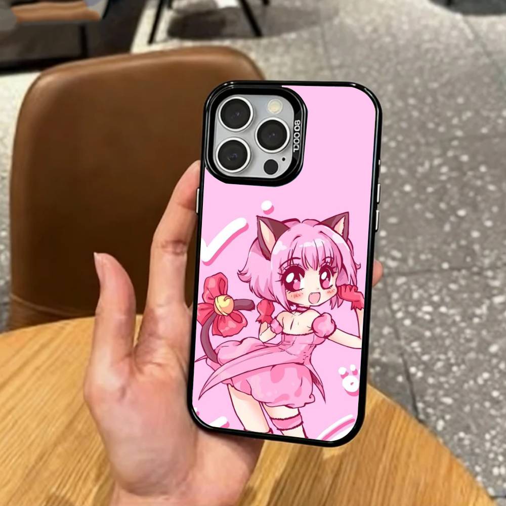 Magical Girl Tokyo Mew Mew Phone Case For iPhone17,16,15,14,13,12,11 Plus,Pro Max Colored Silver Plated Inside Cover