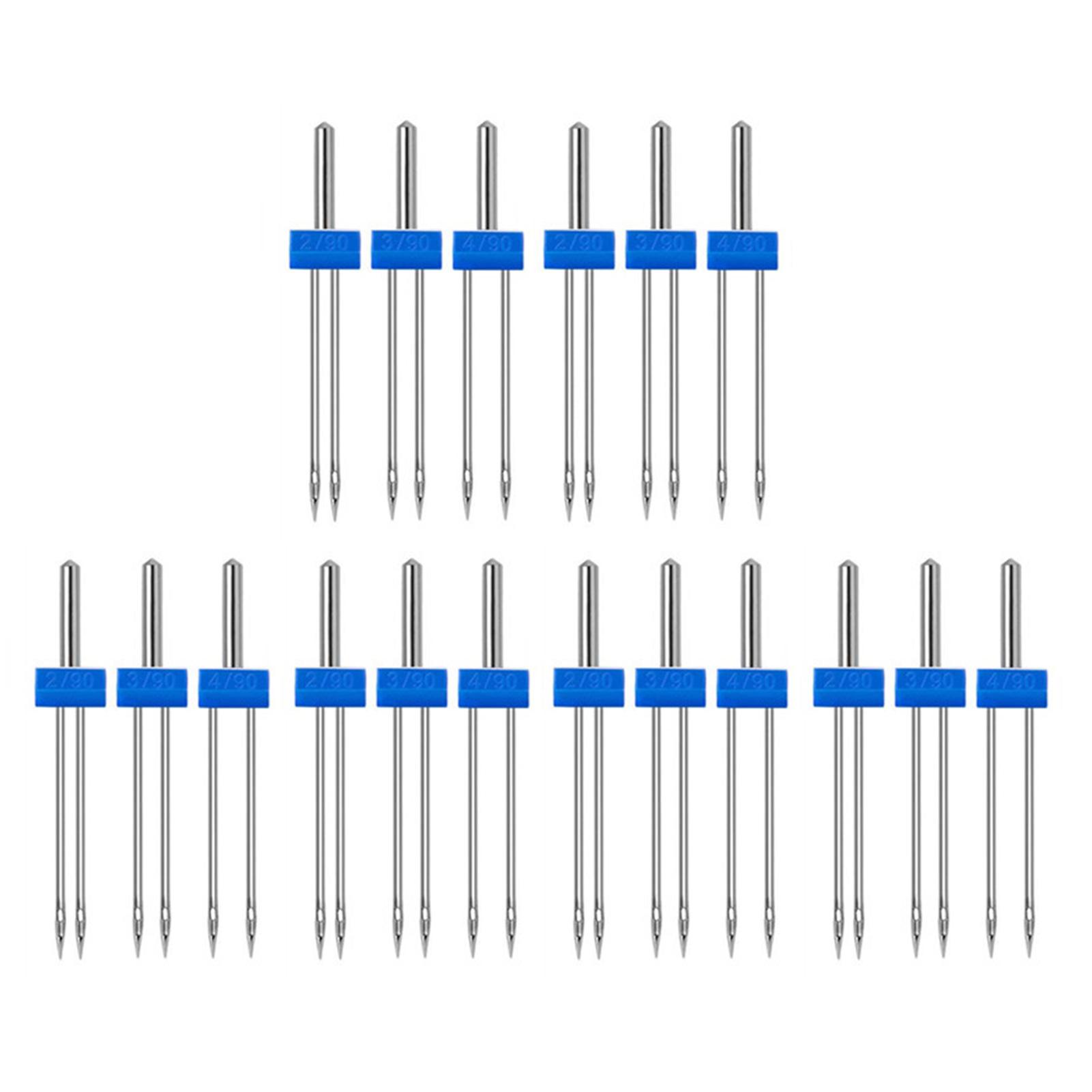 

18 шт. Двойная игла для швейной машины с пластиковой коробкой, нитковдевателем, простая в использовании, набор двойных игл для