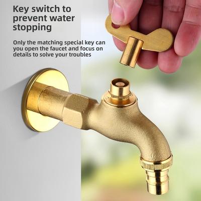 Full Copper Strip Lock Faucet Outdoor Courtyard Anti Freezing and Universal for Tap Water Washing Machine with Key